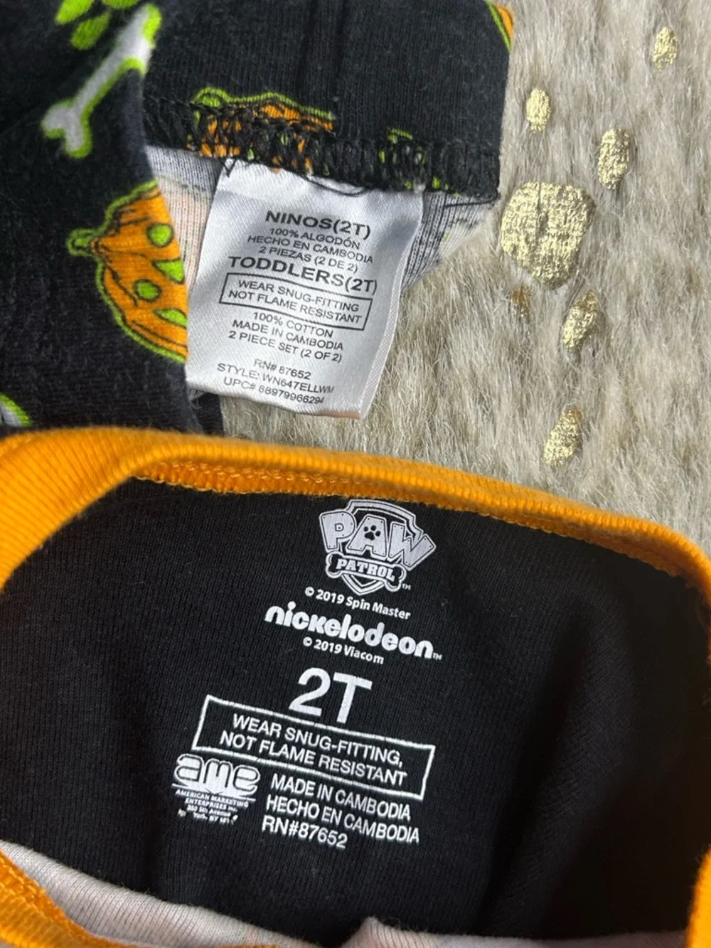 5 for $25🔥Nickelodeon Paw Patrol Orange & Black Halloween Pajama‎ Set 2T